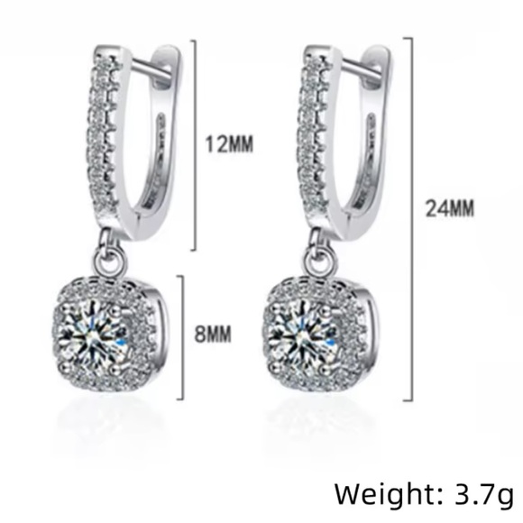 Zoé -2CT Hoop Dangle SterlingSilver Earrings With High Quality Zirconia Crystals - Picture 6 of 7